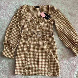 Pretty Little Thing plaid dress with bustier cups